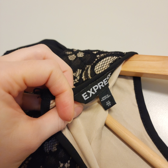 Express Black Lace Blouse with Cream Accents - Picture 3 of 5